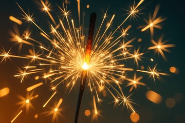 Obraz premium Close-up of sparkling New Year's Eve fireworks creating magical light patterns
