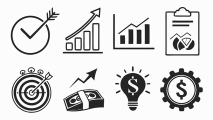 Achieve Business Growth Strategic Planning & Financial Success Icons