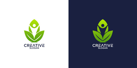 leaf and person logo vector design
