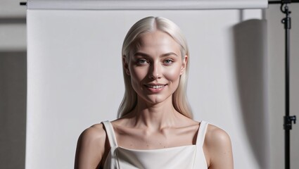 Serene Blonde Woman Portrait with Long Hair