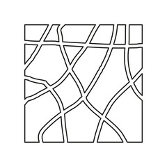 Abstract street map. Black white vector. Curved path pattern. Geometric layout shape.