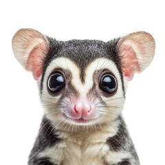 Fototapeta premium Portrait of a cute sugar glider isolated on white, transparent background.