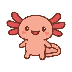 Friendly Axolotl Character Waving - Cute Kawaii Vector Animal