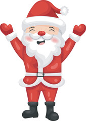 Joyful Santa Claus with Raised Arms, Cheerful Christmas Illustration