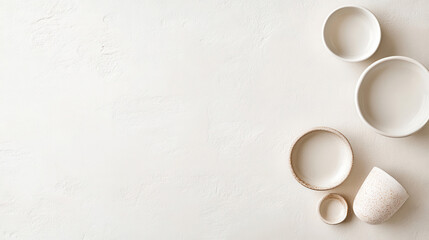 Minimalist ceramic tableware arrangement for high-end home decor and artisanal craft advertisement