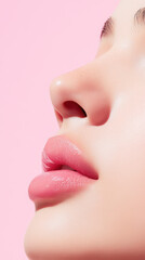 Obraz premium Close up of lip gloss application on smooth skin - beauty and skincare focused image