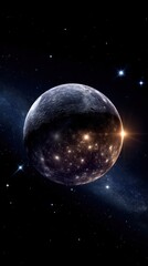 Fototapeta premium A celestial body, glowing stars, and space