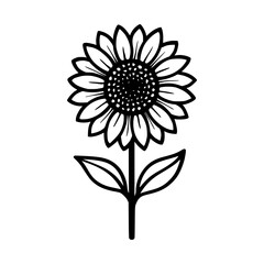 Minimalist black outline sunflower illustration
