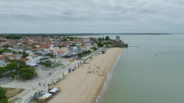 Fouras from a drone, Fouras-les-Bains, Charente-Maritime, Nouvelle-Aquitaine, France, Europe