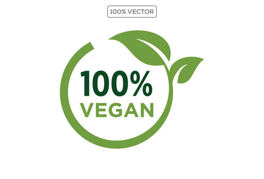 100% percent vegan logo design nature vegetarian template stock