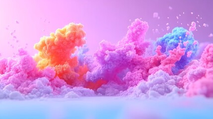 Fototapeta premium Pastel cloudscape, vibrant explosion, digital art, background, design
