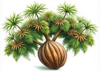 Fototapeta premium Unique prehistoric plant with a bulbous base and feathery green foliage