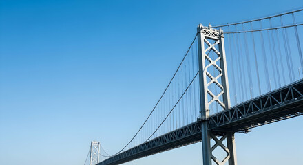 Fototapeta premium Bridge, Suspension bridge, Cable-stayed bridge, Modern Suspension Bridge Against a Clear Blue Sky