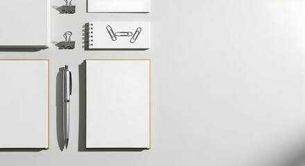 Flatlay, Mockup, Stationery, Flatlay Mockup of Blank Stationery and Office Supplies