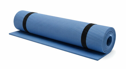 Yoga mat, Exercise mat, Fitness mat, Rolled-up Blue Yoga Mat with Strap