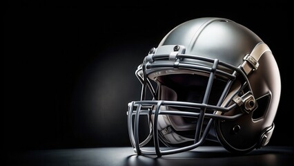 Naklejka premium Football helmet on black background , sports action, helmet, sports action, helmet, headgear
