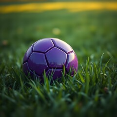purple soccer ball in the grass