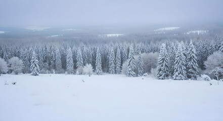 Fototapeta premium snow covered trees in the mountains