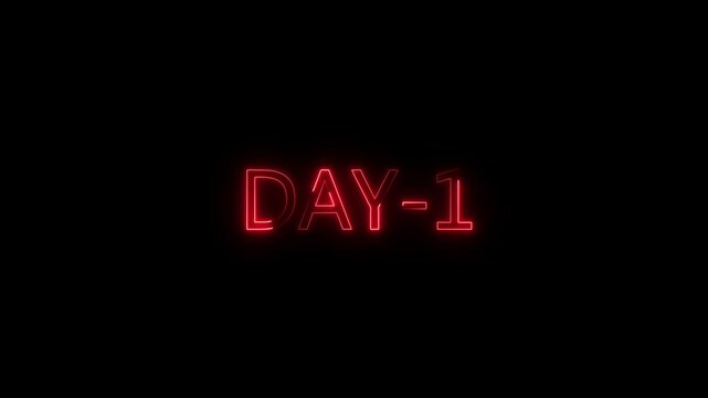 A glowing neon 1-5day video. on a black background. and creating video stunning 4k video
