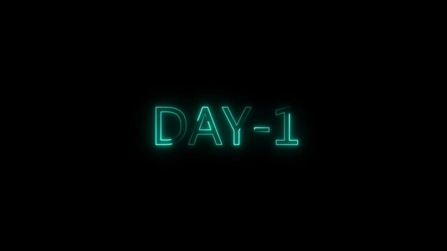 A glowing neon 1-5day video. on a black background. and creating video stunning 4k video