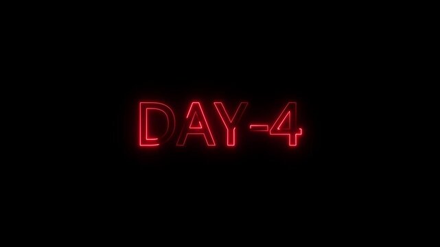 A glowing neon 1-5day video. on a black background. and creating video stunning 4k video