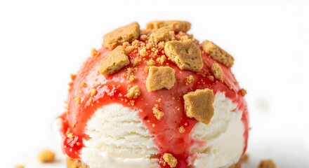 Ice cream, Strawberry, Shortcake, Strawberry Shortcake Ice Cream with Crumble Topping