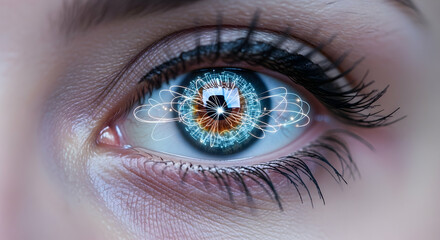 Fototapeta premium Eye, Woman, Female, Futuristic Eye with Digital Interface