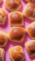 bun bread baked cake for simple snack food with pink story background