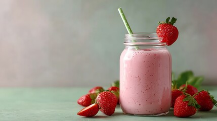新鮮ないちごと甘酸っぱいストロベリーシェイク