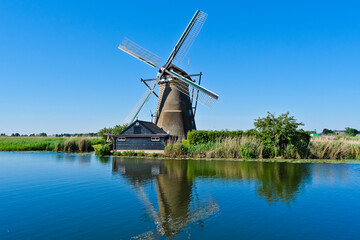 Beautiful landscape of Kinderdijk windmills, a world heritage site, Netherlands 
