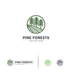 Simple  design of pine forests in a circle.