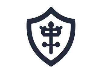 Fototapeta premium Stylized security logo featuring a shield with a unique symbol.