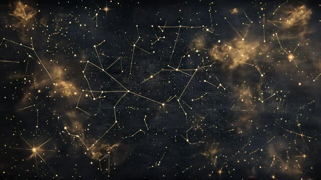 Celestial canvas constellation patterns gleam in the night sky