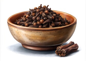 Fragrant Cloves in a Rustic Bowl Aromatic Spice for Cooking and Baking