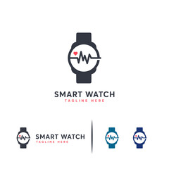 Smart watch  design with heart beat line.