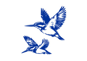 Kingfisher bird hand drawn sketch vector illustration
