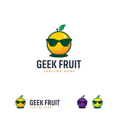 Orange fruit  with sunglasses.