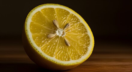 Half Lemon Close Up on Wooden Surface | Fresh Citrus Fruit for Recipes, Food Photography, and Healthy Lifestyle Marketing