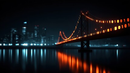 Digital bridge over a city at night