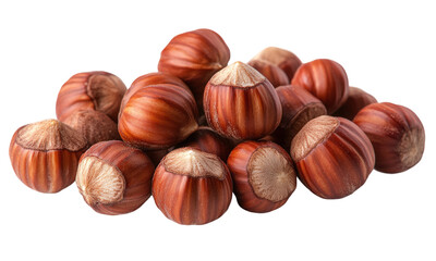 Obraz premium Hazelnuts isolated on transparent background, white cutout.