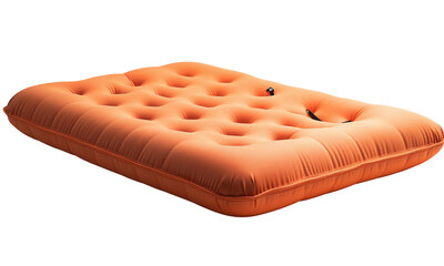 Orange inflatable mattress isolated on transparent background.