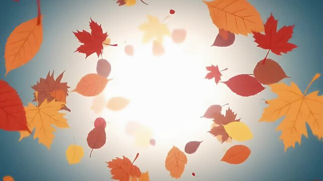 Autumnal animated falling leaves background warm colors vibrant graphic image dynamic motion design element