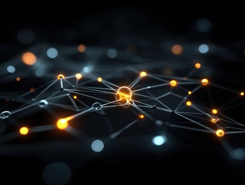 Abstract network of glowing points and lines (4)