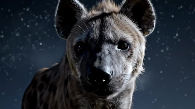 hyaeninae - A close-up of a hyena under a starry night sky, showcasing its unique features and the serene atmosphere of the wilderness