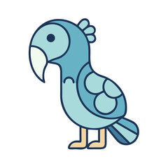 Fototapeta premium Cartoon parrot illustration in blue color with simple design 