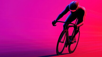 Cyclist in Neon Pink and Purple Light Dynamic Track Cycling Silhouette