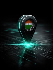 Digital map pin with Indian flag