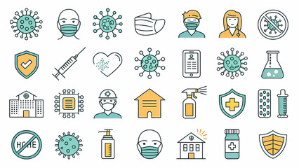 Fototapeta premium set of vector icons of general public health awareness 