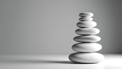 Stacked White Stones: Harmony, Balance, and Mindfulness Still Life Photography