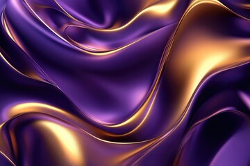 Fototapeta premium Abstract, flowing, draped fabric; purple and gold